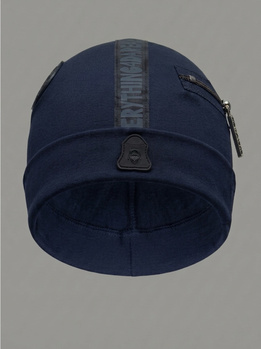 Men's Navy E4R tactical Beanie with Zipper Pocket and Logo Patch